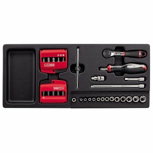 Ensemble d'outils Usag, clé à douille 1/4 pouces, kit d'outils à main en acier au chrome vanadium, 37x23x7,5 cm - Product Image 1