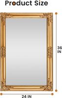 Miroir mural TRAHOME 24"x36" en bois, style baroque doré vintage, design antique orné pour entrée, salon, cheminée, couloir