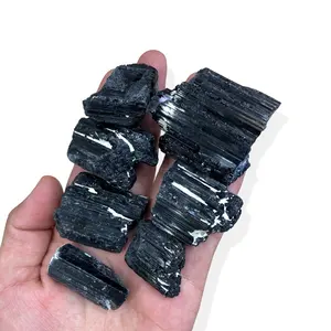 Cristales de turmalina natural para piedra curativa, cristales de turmalina natural en color negro