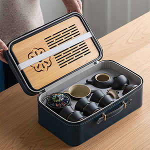 Bộ ấm trà Trung Quốc di động, ấm trà Kungfu và bộ lọc trà, túi quà tặng, bộ ấm chén bằng gốm sứ hoàn toàn - Product Image 3