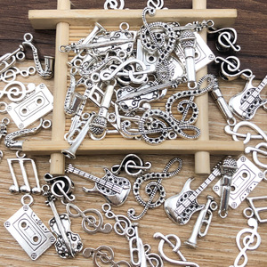 Breloques en argent vieilli en forme d'instruments de musique pour la création de bijoux DIY, pendentifs de style rétro artistique - Product Image 3