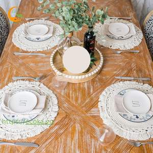 Boho Home Decor Handmade Cotton Macrame Tassel Eco-Friendly <b>Round</b> <b>Placemat</b> & Coaster for Party Wedding - Product Image 3