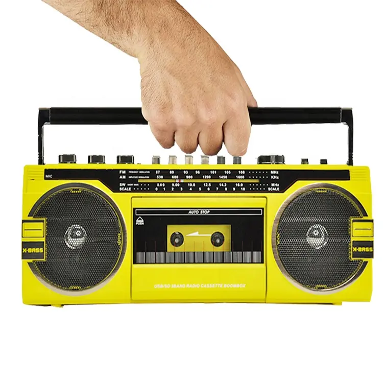 Custom Draagbare Vintage Retro Usb Am Fm Sw Radio Dual Opname Stereo Boombox Mp3 Audio Cassette Speler Recorder