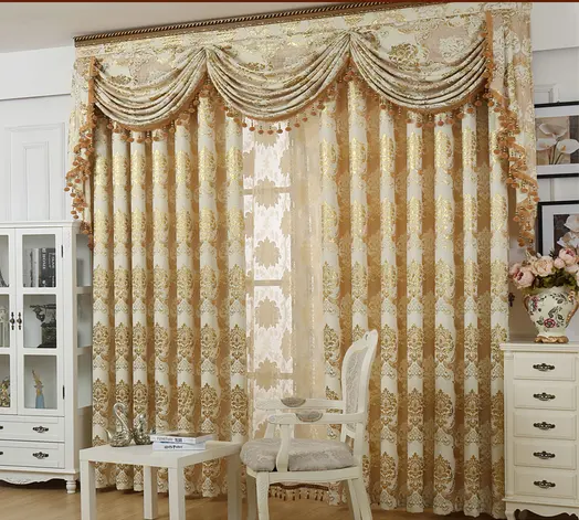 Nice curtain jacquard fabric luxury curtains for the living room valance curtain with customized size Guangzhou factory