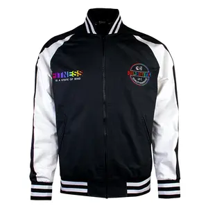 Hockey Sublimation Satin Light Weight Zip Up Varsity Bomber Jacket