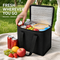 Sac isotherme réutilisable en tissu non tissé CB avec doublure en aluminium, moyen (30-50 cm), poignée supérieure, motif lettres, logo personnalisé, pour pique-nique et aliments