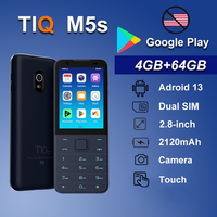 TIQ Mini M5s, double SIM populaire, 4 Go + 64 Go, livraison gratuite, prix de gros, bouton intelligent et écran tactile, téléphone Google Android 13