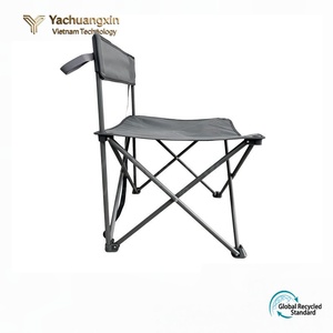 Chaise de camping pliable d'extérieur en tissu Oxford gris avec cadre en fer et sac de transport, design minimaliste, style décontracté - Product Image 2