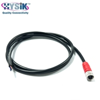Rakitan Kabel M8 3 Posisi Female Straight Molded Berkode A Ujung Tunggal Terbuka 5m IP67 untuk Flow Meter