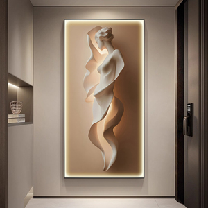 Tranh gốm sứ pha lê hiện đại, trừu tượng nhân vật, ánh sáng và bóng ba chiều, làm nền hành lang - Product Image 4
