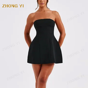 Fabricante personalizado última colección de moda elegante verano Mujer moda Mini tubo Top vestido negro después del vestido de fiesta - Product Image 1