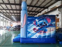 Château Gonflable Chaud Lilo et Stitch Combo Glissade et Sauteur Gonflable Maison de Rebond pour Enfants