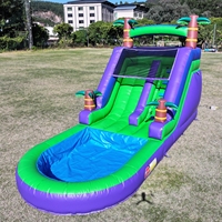 Toboggan gonflable d'extérieur en PVC de qualité commerciale avec grande piscine à jets d'eau et souffleur pour fête familiale estivale