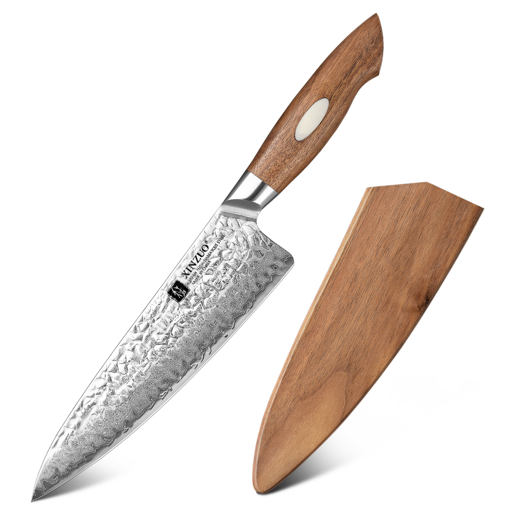 XINZUO Japanese AUS10 Damascus Steel Slicing Knife - 8