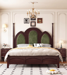 <span class=keywords><strong>Letto</strong></span> in Legno Massello Stile Hotel di Lusso Americano |   <span class=keywords><strong>Letto</strong></span> Principessa Minimalista Vintage Europeo Semi-Lusso per Ospitalità e Casa - Product Image 4