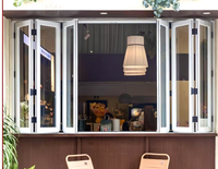 Ventana Plegable de Aluminio con Doble Vidrio para Balcón, Diseño Moderno, Pantalla Plegable Resistente al Viento, Ventana Exterior Bifold