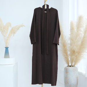 Maxi abito Casual stile semplice da donna Abaya con tasca e abbigliamento musulmano islamico semplice <span class=keywords><strong>elegante</strong></span> abito abito abito da sera <span class=keywords><strong>caftano</strong></span> quotidiano - Product Image 2