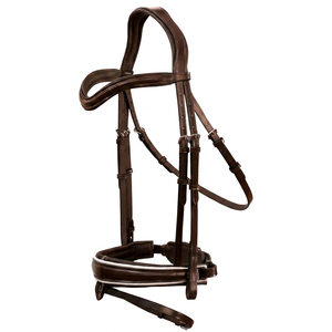 Brida de Cuero Marrón Premium para Caballo con Ribete Blanco, Diseño Moderno de Narquera Curva, Fabricación India, Precios al por Mayor Garantizados - Product Image 1