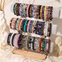 Bracelet de perles rondes en cristal naturel de 8 mm, bracelet de perles en pierres précieuses mélangées, bracelet extensible élastique pour femmes, bijoux en cristal de guérison, vente en gros