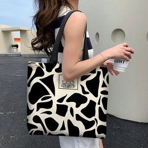 Borsa Tote in Tela da Donna Grande Capacità, Nuova Borsa a Spalla con Stampa, Chiusura a Cerniera, per Studentesse Universitarie, Versatile - Product Image 1
