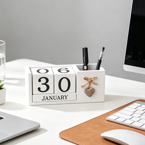 Porte-stylo en <span class=keywords><strong>bois</strong></span> personnalisable avec logo, décoration avec calendrier perpétuel, boîte <span class=keywords><strong>de</strong></span> rangement <span class=keywords><strong>de</strong></span> bureau, ornement <span class=keywords><strong>de</strong></span> bureau, cadeau pour enfants et adultes - Product Image 6