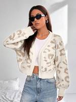 Cardigan en tricot jacquard personnalisé pour femme, col en V, manches longues, coupe oversize, décontracté et chaud, OEM ODM