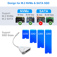 Caja Externa Portátil USB3.2 10Gbps NVMe NGFF a M.2 para Discos de Estado Sólido, Carcasa para Discos Duros