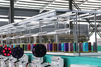 Machine à broder à commande numérique à 9 aiguilles, espacement de la tête de 500 mm, avec dispositif de broderie à sequins pour la production textile de masse