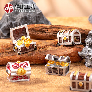 Cofres del tesoro en miniatura, decoraciones de resina para acuarios, adorno para paisajismo de peceras, estilo clásico D1298 - Product Image 1