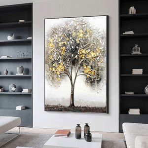 Dipinto a mano dipinto a mano pianta in lamina d'oro <span class=keywords><strong>disegno</strong></span> a mano decorazione da parete astratta naturale olio tela d'arte <span class=keywords><strong>albero</strong></span> dorato pittura acrilica - Product Image 4