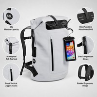 Sac à dos étanche en PVC écologique personnalisé, unisexe, de qualité supérieure, résistant à l'abrasion et aux chocs, à double bandoulière, pour la randonnée