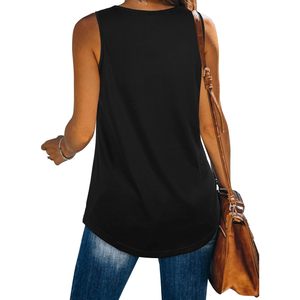 Camiseta sin mangas para mujer, talla grande, cuello plisado, color negro, para verano, talla 2XL, transpirable, tejida - Product Image 5