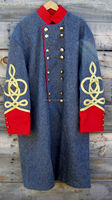Reproduction de l'uniforme américain de la guerre civile, long manteau gris en laine brodé à la main