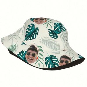 Custom Photo Bucket Hat Tropical <b>Leaf</b> Design Fun Summer Travel Fishing Cap for Men Women for Daily Use Personalized Cartoon - Product Image 3