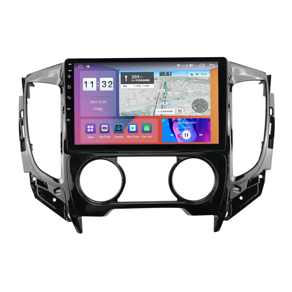 Pemutar Radio Mobil Android 2DIN, Stereo Multimedia Mobil Navigasi GPS Sistem Stereo Tanpa DVD untuk Mitsubishi L200 5 2015-2019