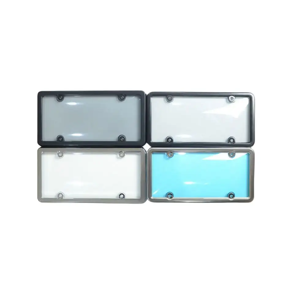 Hot Selling Transparent License Plate Frame Front Back License Shield Frame Plastic Cover Fit Usa Standard