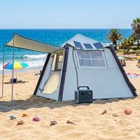 Tente de camping gonflable solaire avec panneau solaire 120W pour station d'alimentation, tente pneumatique légère pour glamping et plage en extérieur