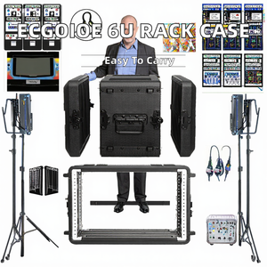 HOHIYO Boîtier rack 6U peu profond 15,35 po de profondeur 39 cm 19 pouces en PE rigide avec fermeture de porte, portable, anti-poussière et antichoc pour microphone - Product Image 2