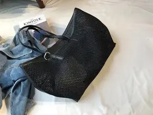 Bolsos de playa de malla de moda de gran capacidad, bolsos de mano para mujer, bolsos de compras - Product Image 5