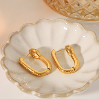 Pendientes de Aro H&C Clásicos de Acero Inoxidable con Baño de Oro de 18K, Diseño de Serpiente, Forma de U, Estilo Gótico, Hipoalergénicos e Impermeables