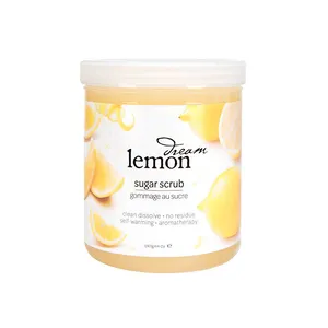 Label Pribadi Kosmetik Korea Gommage Au Curcuma Citron Zesty Pengelupasan Minyak Lemon Organik Garam Laut Mati Lulur Wajah