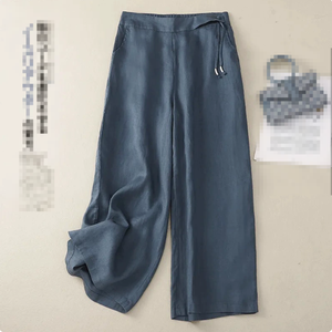 <span class=keywords><strong>Pantalones</strong></span> Anchos Cómodos de Estilo Retro Chino, <span class=keywords><strong>Pantalones</strong></span> Casuales Holgados de Cintura Alta, <span class=keywords><strong>Pantalones</strong></span> de Lino y Algodón de Pierna Recta para Verano, Oficina - Product Image 1