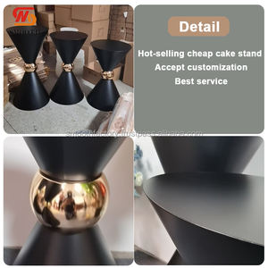 LEDA Nouveau design Socle de table en métal noir pour gâteau de mariage, idéal pour les événements et la décoration de fêtes - Product Image 2