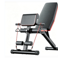 ATHSPO Chaise Romaine, Planche d'Exercice Abdominal, Tabouret Pliable, Banc avec Corde de Résistance, Équipement Multifonctionnel pour Haltères et Sit-ups