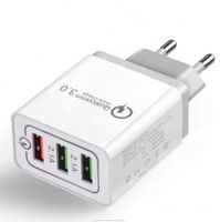 Chargeur rapide 3.0 USB, chargeur mural 3 ports QC3.0 avec prise internationale UE/US, chargeur de téléphone