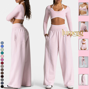 <span class=keywords><strong>Pantalones</strong></span> deportivos TEVE para mujer, holgados, con bloques de color, de cintura baja, estilo athleisure, de pierna ancha y ajuste holgado - Product Image 1
