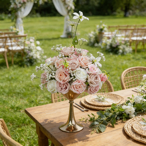 New Design <b>Artificial</b> pink Rose Baby Breath Flower Wedding Centerpieces Floral Ball decoration - Product Image 1