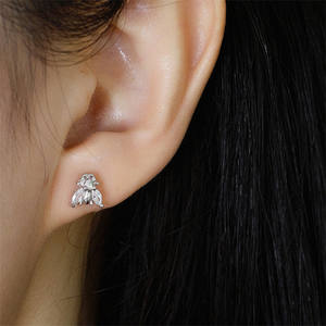 독특한 디자인 곤충 꿀벌 지르콘 귀걸이 18K 골드 925 스털링 실버 고급 스터드 귀걸이 여성용 파티 - Product Image 4