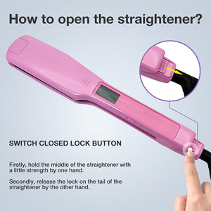 Lisseur de cheveux professionnel à plaques larges rose, 480 degrés, écran LCD numérique, titane, lisseur de cheveux à marque privée - Product Image 5