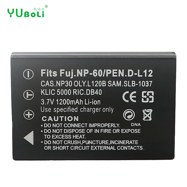 3.7V 1200mAh NP-60 FNP60 NP60 NP 60 Camera Li-ion Battery for Fujifilm NP-60 Kodak KLIC-5000 Samsung SLB-1137